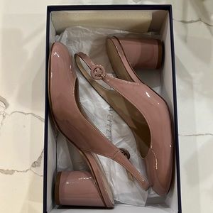 Women's Patent Slingback Block Heel Pumps - Pink